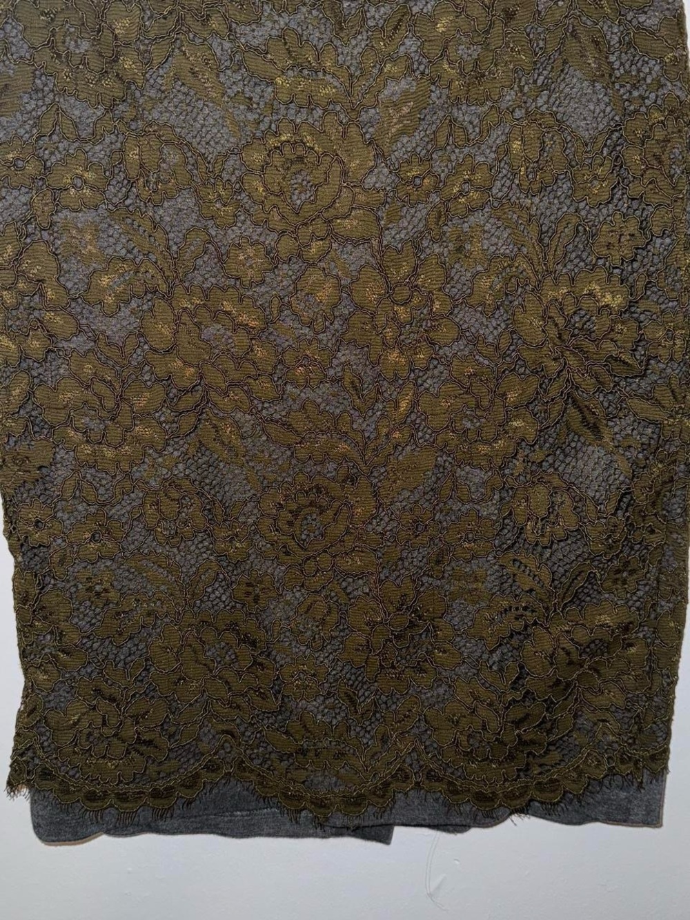 LOFT Olive Green Lace Overlay Pencil Skirt - Picture 3 of 7